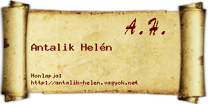 Antalik Helén névjegykártya